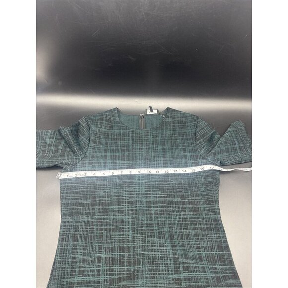Theory Rijik B Configure Strech Knit Sheath Printed Dress Black Green Sz 10 - Picture 8 of 8